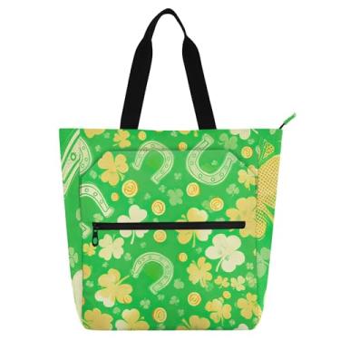 Imagem de Sacolas femininas de trabalho com trevos verdes amarelos para escola, bolsa utilitária, escritório, para amantes de livros, presentes