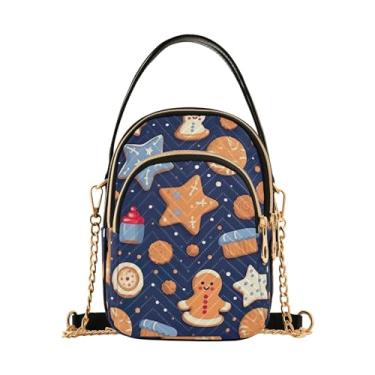 Imagem de GAIGEO Bolsa tiracolo feminina com folhas de bordo outono, bolsa tiracolo com alça removível, bolsa transversal de verão, Christmas Cookie-2, One Size