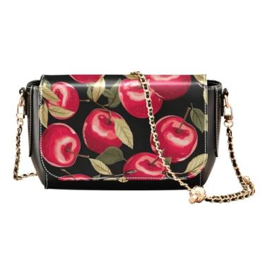 Imagem de GAIGEO Strawberries Bolsas femininas de couro, bolsas de couro transversais, bolsas de ombro de couro para mulheres, Frutas de maçã vermelha - 4, One Size