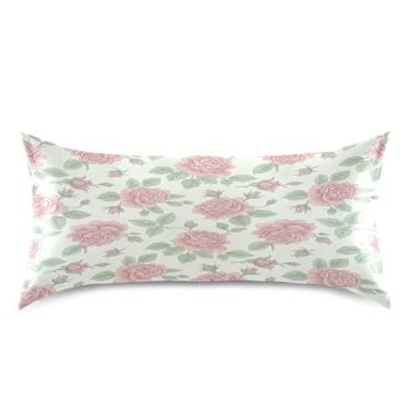 Imagem de Blueangle Fronha de cetim refrescante para cabelo e pele, capa de almofada rosa dos namorados, tamanho king 50,8 x 101,6 cm com fecho de envelope (816)