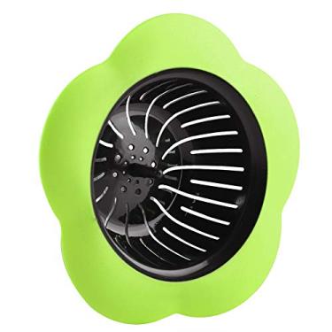 Imagem de GLOGLOW Filtro de Pia para Drenagem de Piso Com Alça de Limpeza Fácil, Filtro de Drenagem de Cozinha e Banheiro, Material TPR, Plástico Em Forma de Flor de 4,53 Polegadas de Diâmetro (Verde)