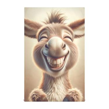 Imagem de Joisal Conjunto de toalha de prato de cozinha personalizado decorativo bonito burro rindo toalha de mão bonito para secar pratos reutilizáveis absorventes 45 x 71 cm, 1 pacote