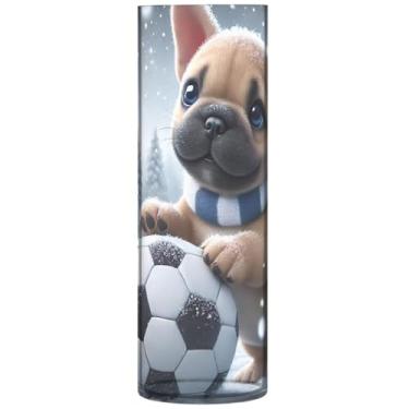 Imagem de Vaso cilíndrico de buldogue fofo para cachorro para mesa, vaso de flores grande, decorações personalizadas fofas para quarto, 30 cm x 9,9 cm