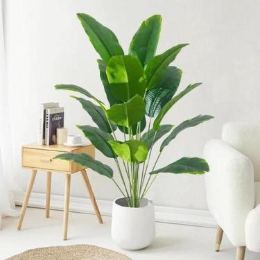 Imagem de Planta Artificial Grande De Palmeira Tropical Com Folhas De Monstera D
