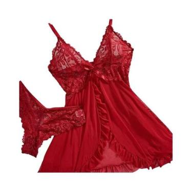 Imagem de Conjunto De Camisola Sem Mangas Em Renda plus Size Sexy Para Mulheres 