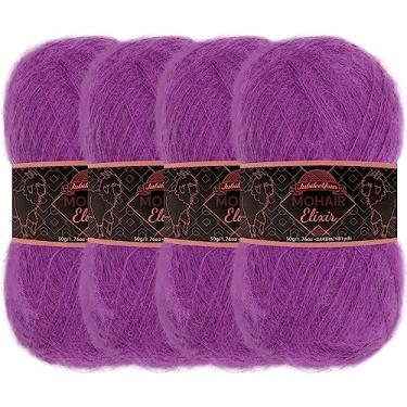Imagem de JubileeYarn Fio de Elixir Mohair - Mistura de Lã para Bebês 50 g/novelo - Dragonfruit Paloma - 4 novelos
