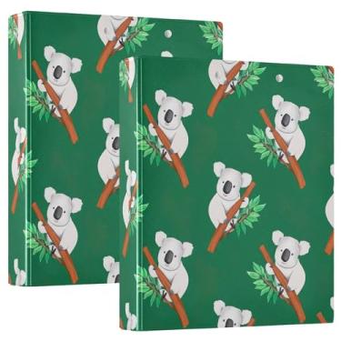 Imagem de Fichários de folhas de coala, verde, 3,8 cm, 3 argolas, 200 folhas, duráveis, 3 pastas de anel, anel redondo, fichário resistente, 31,5 x 27 x 6 cm, 1 pacote