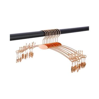 Imagem de Cabides De Metal Dourado Antiderrapantes 10PCS Com Dois Clips Para Sut