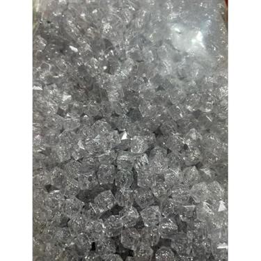 Imagem de Miçanga Cristal Acrílico 8mm Cubo Quadrado 500g Transparente para Artesanato e Bijuteria (Gliter prata 089)