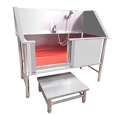 Imagem de Banheira de tosa para cães de 47 polegadas/53 polegadas, estação de lavagem de cães, banheira de aço inoxidável para cães grandes, lavatório de chuveiro para cães e gatos com escadas (135 cm)