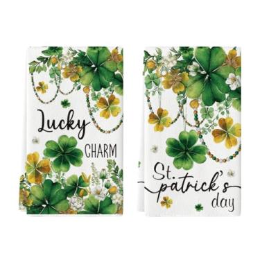 Imagem de Artoid Mode Colar Trevo Trevo Dia de São Patrício panos de prato de cozinha, 45 x 66 cm, casa de fazenda, férias, primavera, decoração, limpeza, conjunto de 2