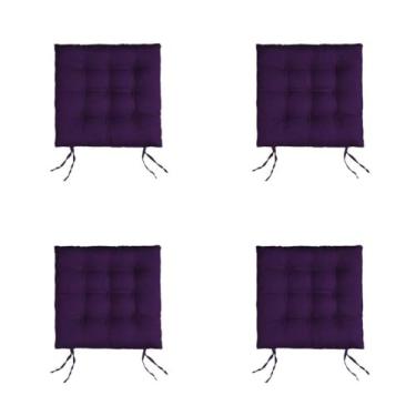 Imagem de Kit 4 Almofadas Futon para Cadeira 40x40 cm – Assento Confortável Enchimento Macio Tecido Oxford (Roxo)