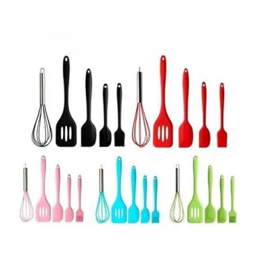 Imagem de Kit 5 Peças Utensílios De Cozinha Silicone Colher Espátula Espátula Pequena Pincel(5 peças-Cor aleatória kit 1)