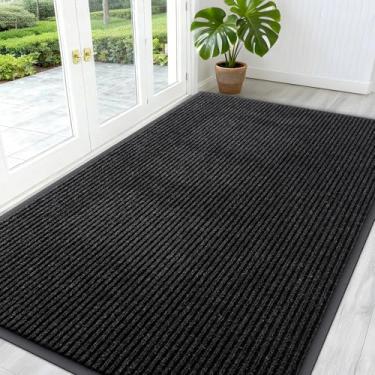 Imagem de OLANLY Tapete de porta da frente para entrada interna e externa, capacho resistente à água, resistente ao desbotamento, perfil baixo, fácil de limpar, tapetes de boas-vindas para varanda, 140 x 76 cm
