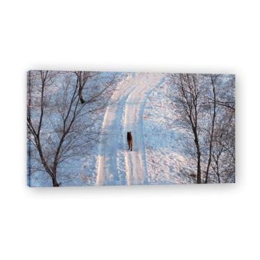 Imagem de Only MyselfReal Foto cidade mar neve vale rio nascer do sol impressão em tela para decoração de casa 50 x 90 cm emoldurada