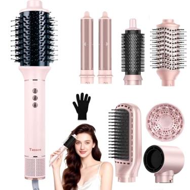 Imagem de Secador de Cabelo Profissional, Modelador de Cabelo 8 em 1 com Modelador de Cachos, Secador de Cabelo e Escova Secadora para Secar, Alisar, Dar Volume, Enrolar e Alisar os Cabelos.(Rosa-110-127V)