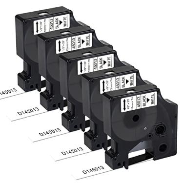 Imagem de Compatível com Dymo Label Tape D1 1/2 polegada preto sobre branco refil de etiquetador D1 45013, A45013, S0720530 1/2 polegada x 23 pés, para LabelManager 160 210D 260P 280 360D 420P PnP 220P