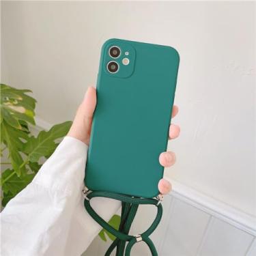 Imagem de Crossbody colar cinta cordão cabo silicone caso de telefone para huawei p50 p40 p30 p20 lite pro capa traseira, preto verde, para p50