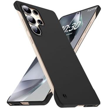 Imagem de GRECAZO Capa fina sem bordas para Samsung Galaxy S25 Ultra 17.5 cm (2025) ultrafina, leve, sem moldura, rígida, rígida, fosca, com anel de puxar, corda antiderrapante minimalista, preta