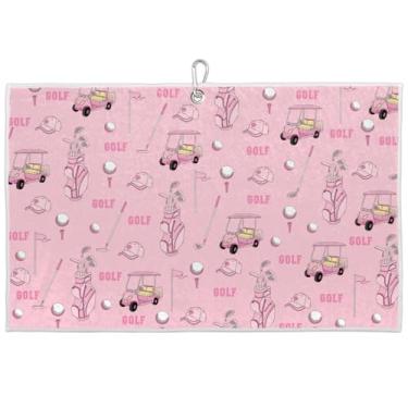 Imagem de OMFUNS Toalha de golfe rosa para sacos de golfe - Microfibra com clipe toalhas de golfe para mulheres, pano de limpeza para bolas e tacos, acessórios de golfe presentes para senhoras, avó, mãe, irmã
