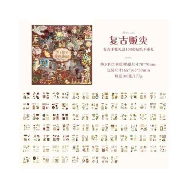 Imagem de Adesivos Vintage Grandes 100pcs Caixa Etiquetas De Borboletas Flores P