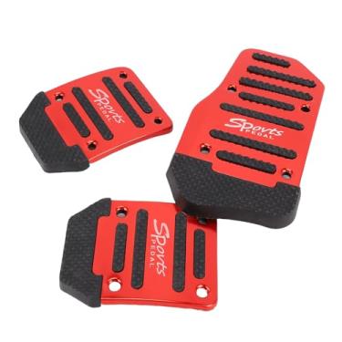 Imagem de Asixxsix Capas para Pedais de Carro, 3 Peças de Almofadas de Pedal de Embreagem de Freio a Gás de Liga de Alumínio Antiderrapante, Com Tiras de Borracha de PVC Antiderrapante, para a