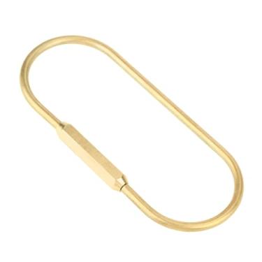 Imagem de GLOGLOW Clipe de Materiais Feitos à Mão, Gancho de Chaveiro para Chaves, Cordas de Barraca de Garrafa, Com Opções de Formato de Gota Anular Semicírculo, Trava de Parafuso de Latão, Mosquetão, Gancho de Chaveiro de Latão (Formato da pista 85mm)