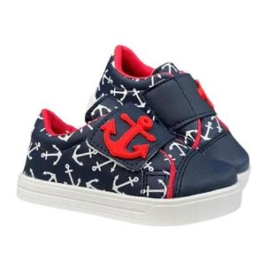 Imagem de Tênis Infantil Juvenil Menino Azul com Decoração de Âncora – Confortável e Casual do Nº 20 ao 34-Feminino