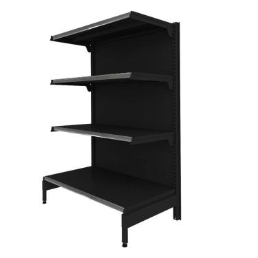 Imagem de Gôndola Prateleira Preta 4 Níveis 40x30 New Plus 1,40 Ponta pe Cinza - sa Gôndolas