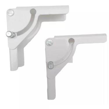 Imagem de Kit 02 Dobradiça Para Pés De Mesa Dobravel Com Trava KROK-Branca