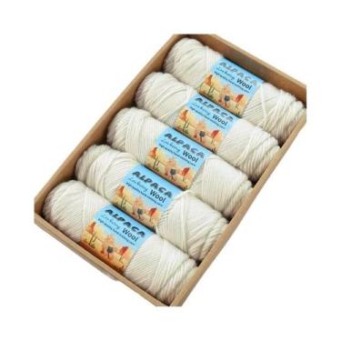 Imagem de Fio De Lã De Alpaca Grosso 500g 5 Meadas Para Tricô De Suéteres, Casac