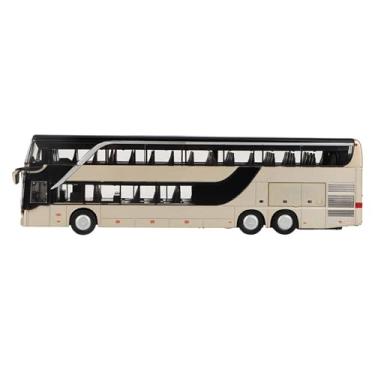 Imagem de Naroote Modelo de ônibus Elétrico de Liga Dupla 1:32, Brinquedo Com Resistência a Quedas, Música Led para Crianças, Modelo de Carro (Ouro)