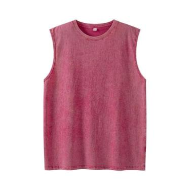 Imagem de Camisetas Regata Masculinas De Algodão Lavado Para Verão, Sem Mangas, 