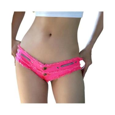 Imagem de Shorts De Jeans Slim Fit De Cintura Baixa Para Mulheres, Sexy Mini Dis