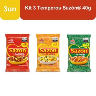 Imagem de Kit 3 Temperos Sazón 40g Ajinomoto - Carnes, Frango e Legumes