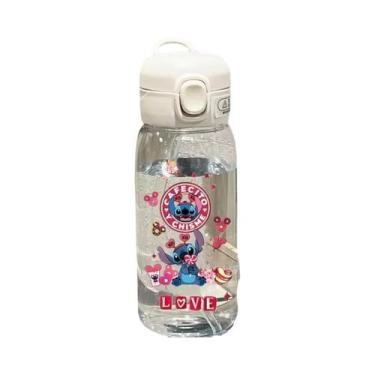 Imagem de Garrafa De Água Infantil Lilo Stitch Com Canudo 600/400ML Transparente
