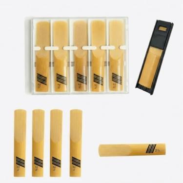 Imagem de Pacote com 12 palhetas de saxofone alto força 2,5 para iniciantes e estudantes, palhetas de sopro fácil para saxofone alto e clarinete Bb com estojo de armazenamento de plástico
