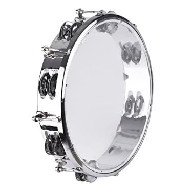 Imagem de RiToEasysports Pandeiro, Instrumento Musical Portátil de Plástico Pandeiro de 8 Polegadas Com Pratos de Metal de Fileira Dupla para Festas de Dança e Canto Karaokê Jogos Infantis Aula de (SILVER #0S)