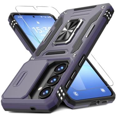 Imagem de DEERLAMN Capa para Samsung Galaxy S26 de 6,3 polegadas com capa deslizante para câmera + protetor de tela (1 unidade), anel giratório com suporte de grau militar, capa protetora à prova de choque