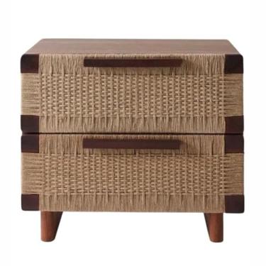 Imagem de KEG801302 Mesa de cabeceira vintage armário de armazenamento de quarto com gavetas de tecido, sala de estar, baú do quarto