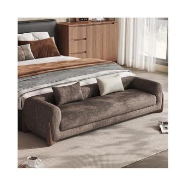 Imagem de Banqueta de cabeceira de cama moderna designer de quarto moderno simples apartamento casa de família fileira reta pequeno sofá decorativo (marrom claro, grande)