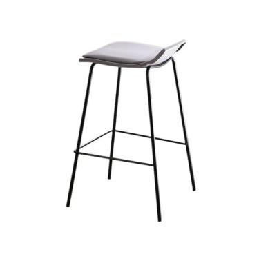 Imagem de Banquetas de bar simples multiuso banco alto de ferro cadeira de bar cafeteria cadeira ilha preto moderno banco de bar moderno (cinza)