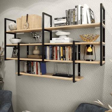 Imagem de Prateleira Industrial Suspensa Decorativa Organizadora 120cm(Amadeirada)