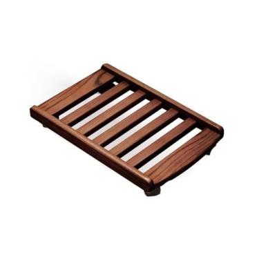 Imagem de Torre prática de suporte de PC com rodas giratórias simples CPU móvel, suporte de carrinho de jogos para escritório em casa sob a mesa (nogueira)