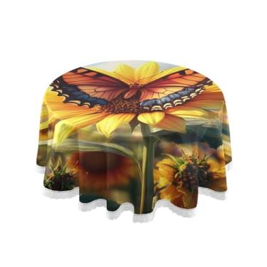 Imagem de Qilmy Toalha de mesa redonda de palmeira de treliça verde, 152 cm, resistente à água, à prova de derramamento, capa de mesa grande para jantar de reunião de família em ambientes internos e externos