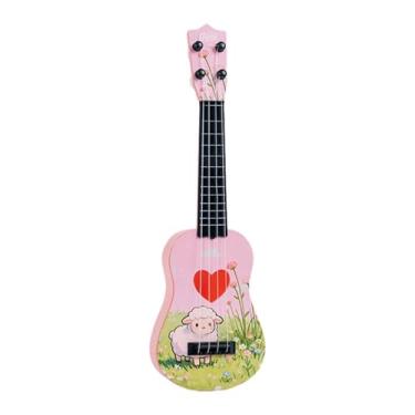Imagem de MERIGLARE Ukulele de brinquedo infantil, brinquedo musical de 4 cordas e 16,5 polegadas, ideal para meninos e meninas, Rosa