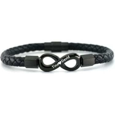 Imagem de Pulseira trançada de aço inoxidável personalizada com nome personalizado, To My Man, Wife & Girlfriend para homens, aniversário, dia dos pais, dia dos namorados, presentes de Natal, Medium, Nylon, Sem