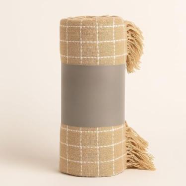 Imagem de Manta Oslo Gigante 1,45x2,00m Algodão Luxo para Sofá e Cama Decorativa Protetora(OSLO 1,45X2,00 AREIA)