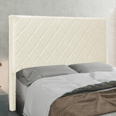 Imagem de Cabeceira Casal 1,40m Com Costura Bordada Em Tecido Linho Diamante – Lucadi Rústico Natural