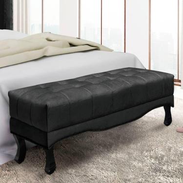 Imagem de Recamier 1,40m Com Pés Luis Xv E Capitonê Em Tecido Veludo Vicenza - Lucadi Preto